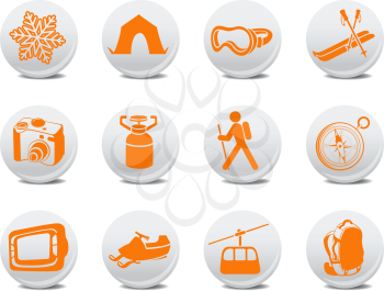 Royalty Free Clipart Image of Camping and Ski Icons
