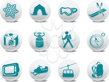 Royalty Free Clipart Image of Camping and Ski Icons