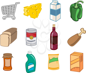 Royalty Free Clipart Image of Supermarket Items