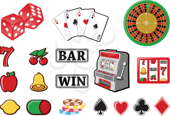 Royalty Free Clipart Image of Casino and Gambling Icons