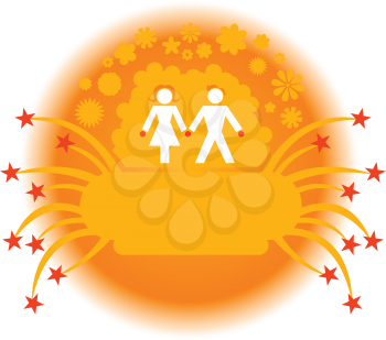 Royalty Free Clipart Image of a Silhouette of a Couple