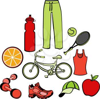 Royalty Free Clipart Image of a Woman's Workout Clothes