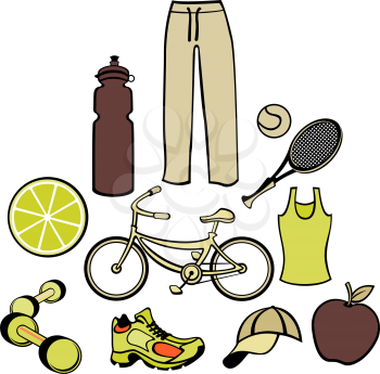 Royalty Free Clipart Image of a Woman's Workout Clothes