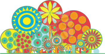 Royalty Free Clipart Image of a Funky Floral Background