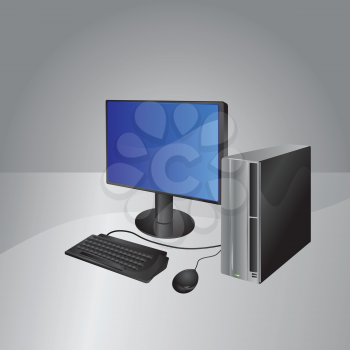 Royalty Free Clipart Image of a Computer and Monitor