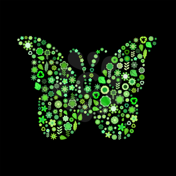 Royalty Free Clipart Image of a Floral Butterfly Illustration