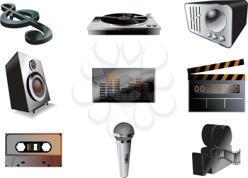 Royalty Free Clipart Image of Music and Audio Icons