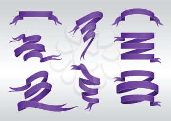 Royalty Free Clipart Image of a Set of Purple Banners