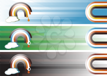 Vector illustration of three Rainbow Web Banners