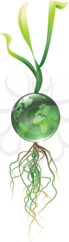 Royalty Free Clipart Image of a Globe Inside a Plant