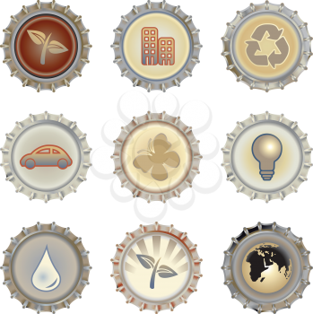 Royalty Free Clipart Image of Bottle Caps
