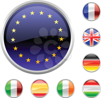 Royalty Free Clipart Image of a Set of Flag Buttons