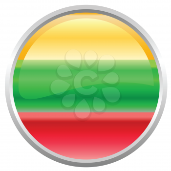 Royalty Free Clipart Image of a Flag of Lithuania Button