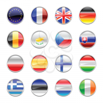 Royalty Free Clipart Image of Flags of European Countries