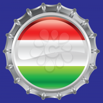 Royalty Free Clipart Image of a Flag of Hungary Bottlecap