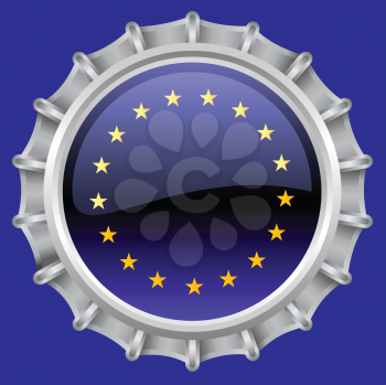 Royalty Free Clipart Image of an European Flag Bottlecap