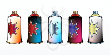 Royalty Free Clipart Image of Cans of Spray Paint
