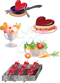 Royalty Free Clipart Image of a Valentine's Day Meal