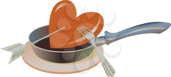 Royalty Free Clipart Image of a Heart in a Pan