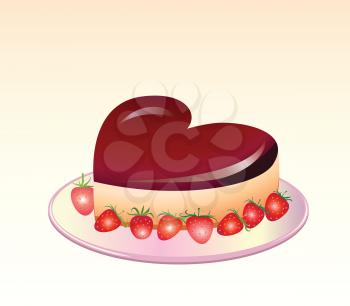 Royalty Free Clipart Image of a Heart Cake
