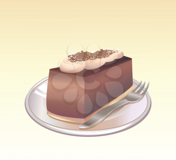 Royalty Free Clipart Image of a Piece of Chocolate Cake