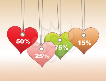 Royalty Free Clipart Image of Heart Shaped Pricetags