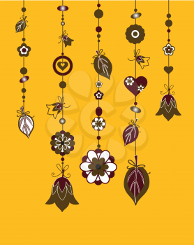 Royalty Free Clipart Image of Floral Wind Chimes
