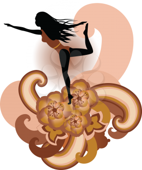 Royalty Free Clipart Image of a Woman Doing Yoga