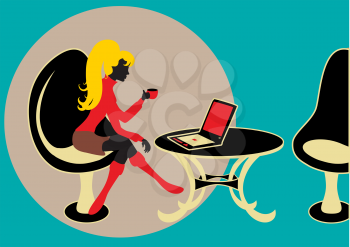 Royalty Free Clipart Image of a Woman Working