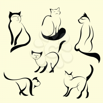 Royalty Free Clipart Image of Cat Drawings