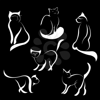 Royalty Free Clipart Image of Cat Drawings