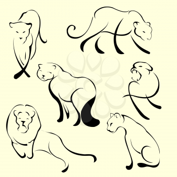 Royalty Free Clipart Image of Lions Drawings