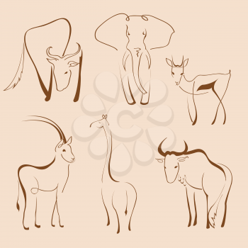 Royalty Free Clipart Image of Wild Animals