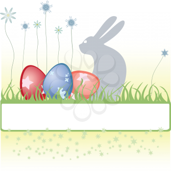 Royalty Free Clipart Image of an Easter Bunny and Eggs