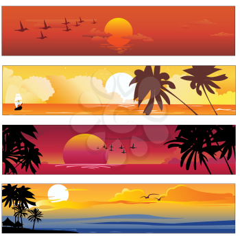 Royalty Free Clipart Image of Tropical Summer Banners