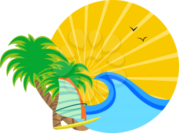 Royalty Free Clipart Image of a Sunrise and Surf