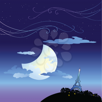 Royalty Free Clipart Image of the Eiffel Tower at Night