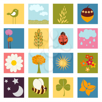 Royalty Free Clipart Image of Cute Nature Designs