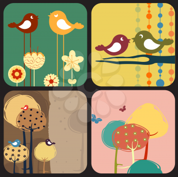 Royalty Free Clipart Image of Cute Bird Greeting Cards