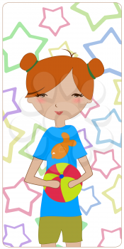 Royalty Free Clipart Image of a Girl Playing With a Ball