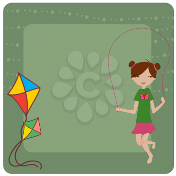 Royalty Free Clipart Image of a Girl Skipping