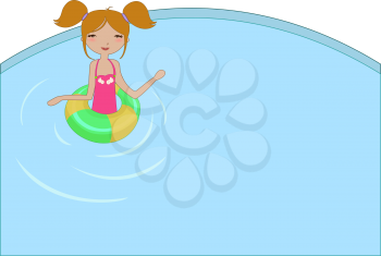 Royalty Free Clipart Image of a Girl in a Swimming Pool