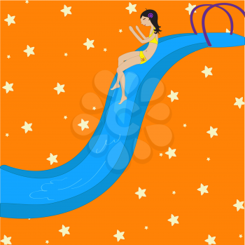 Royalty Free Clipart Image of a Girl on a Slide