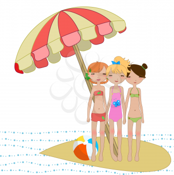 Royalty Free Clipart Image of Girls at the Beach