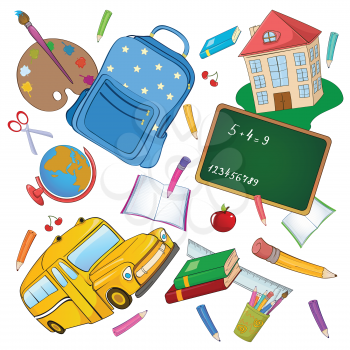 Royalty Free Clipart Image of a Bunch of School Icons