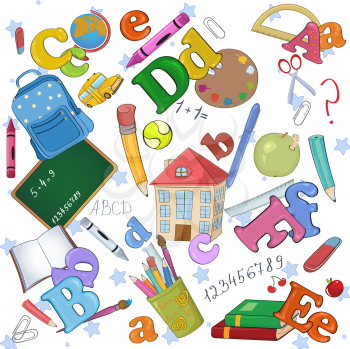 Royalty Free Clipart Image of a Bunch of School Icons