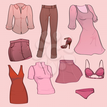 Royalty Free Clipart Image of a Set of Woman's Clothes