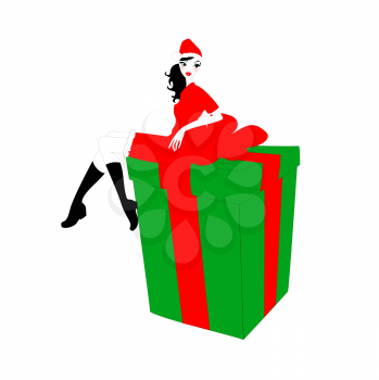 Royalty Free Clipart Image of a Woman on a Present
