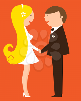 Royalty Free Clipart Image of a Bride and Groom