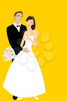 Royalty Free Clipart Image of a Bride and a Groom